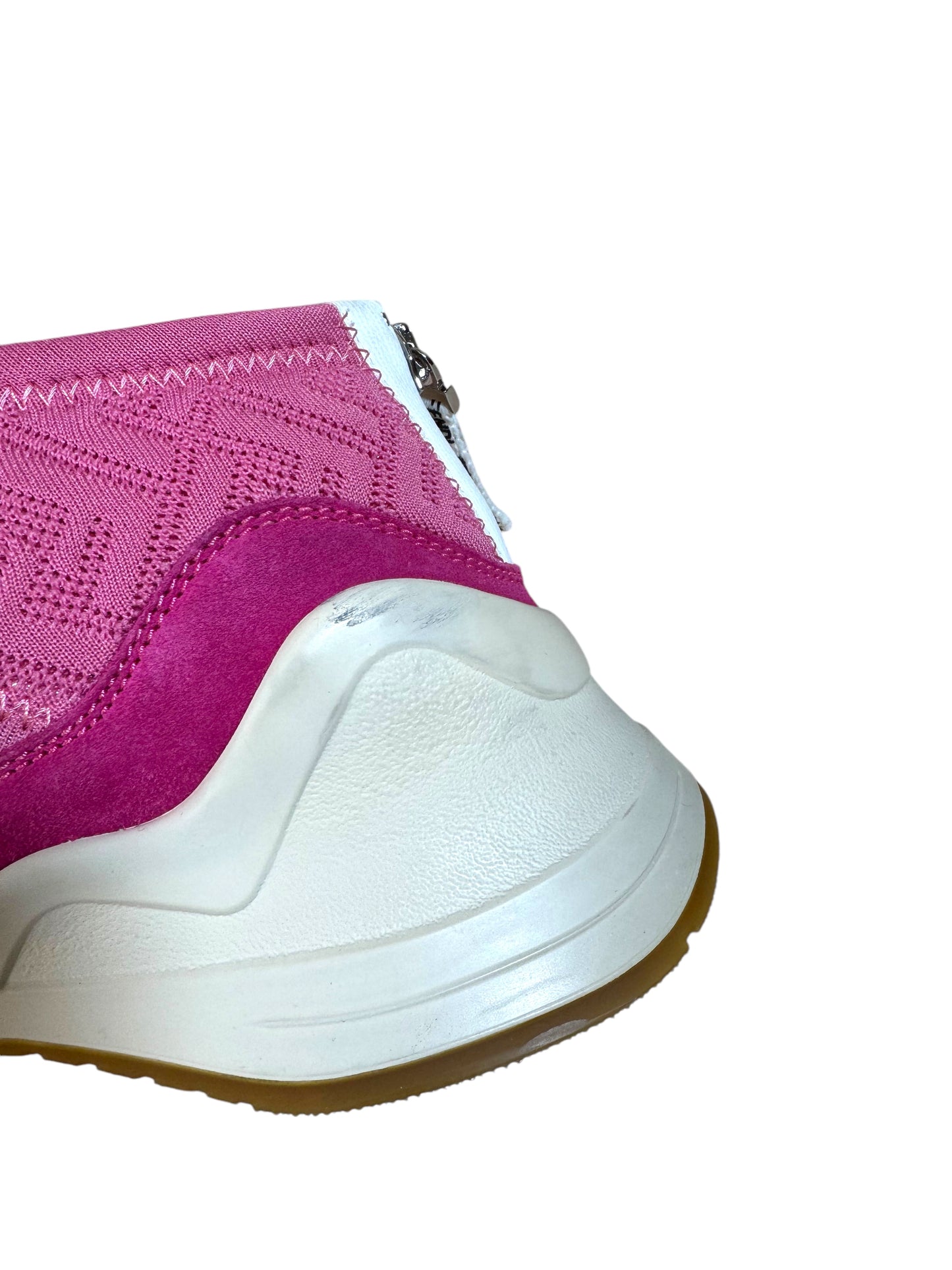 FENDI - Sneakers Sock in Tessuto Stretch Rosa con Logo FF