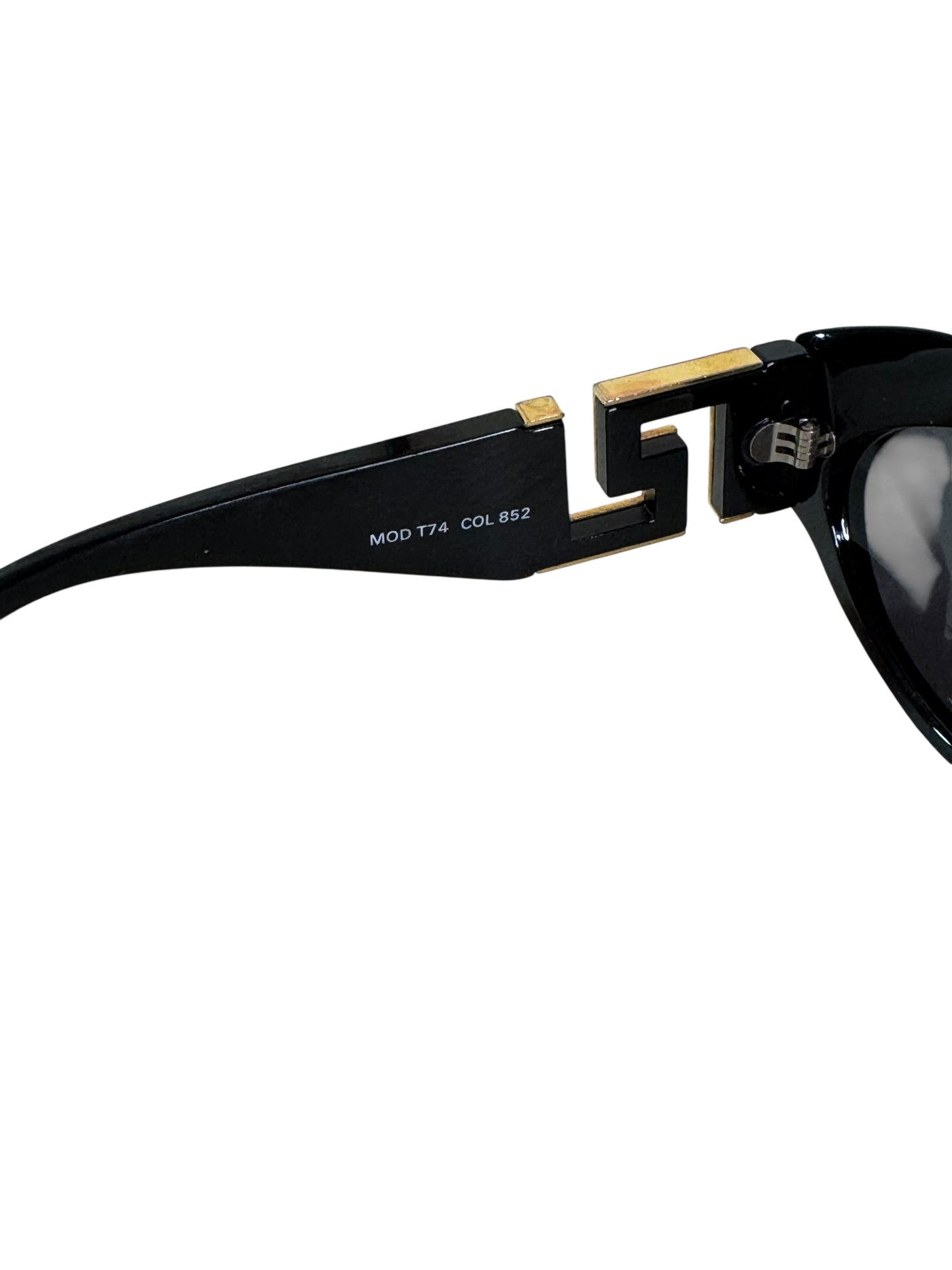 Occhiali da sole vintage Gianni Versace anni ’90 nero con logo Greca dorato