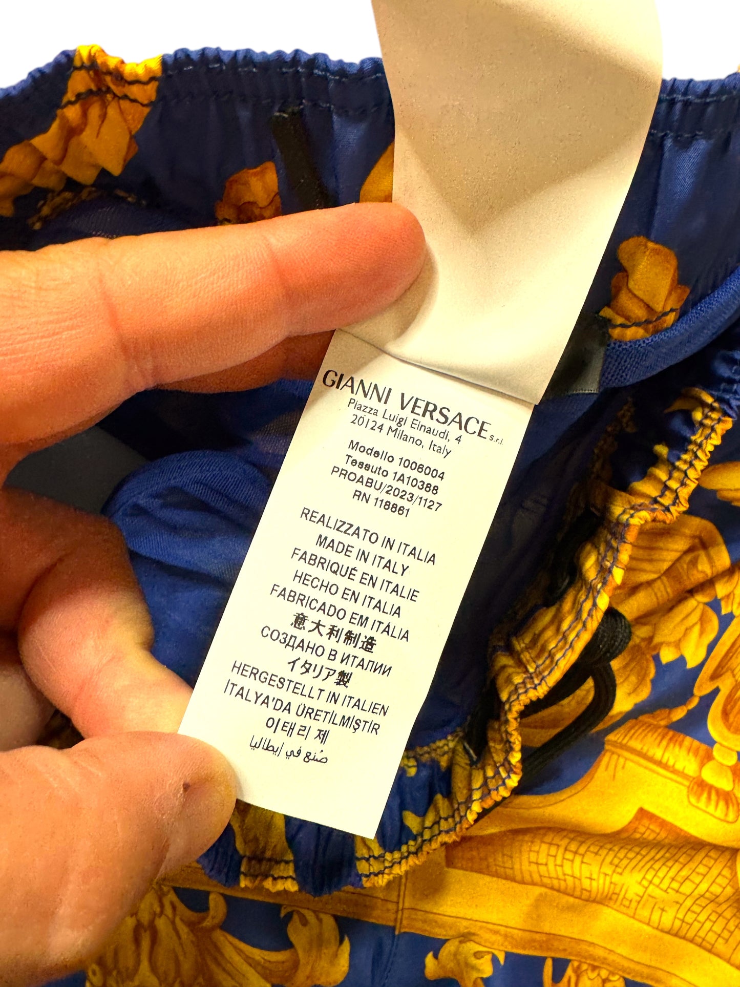 Versace Costume Uomo Barocco Blu Oro - Taglia L - Made in Italy