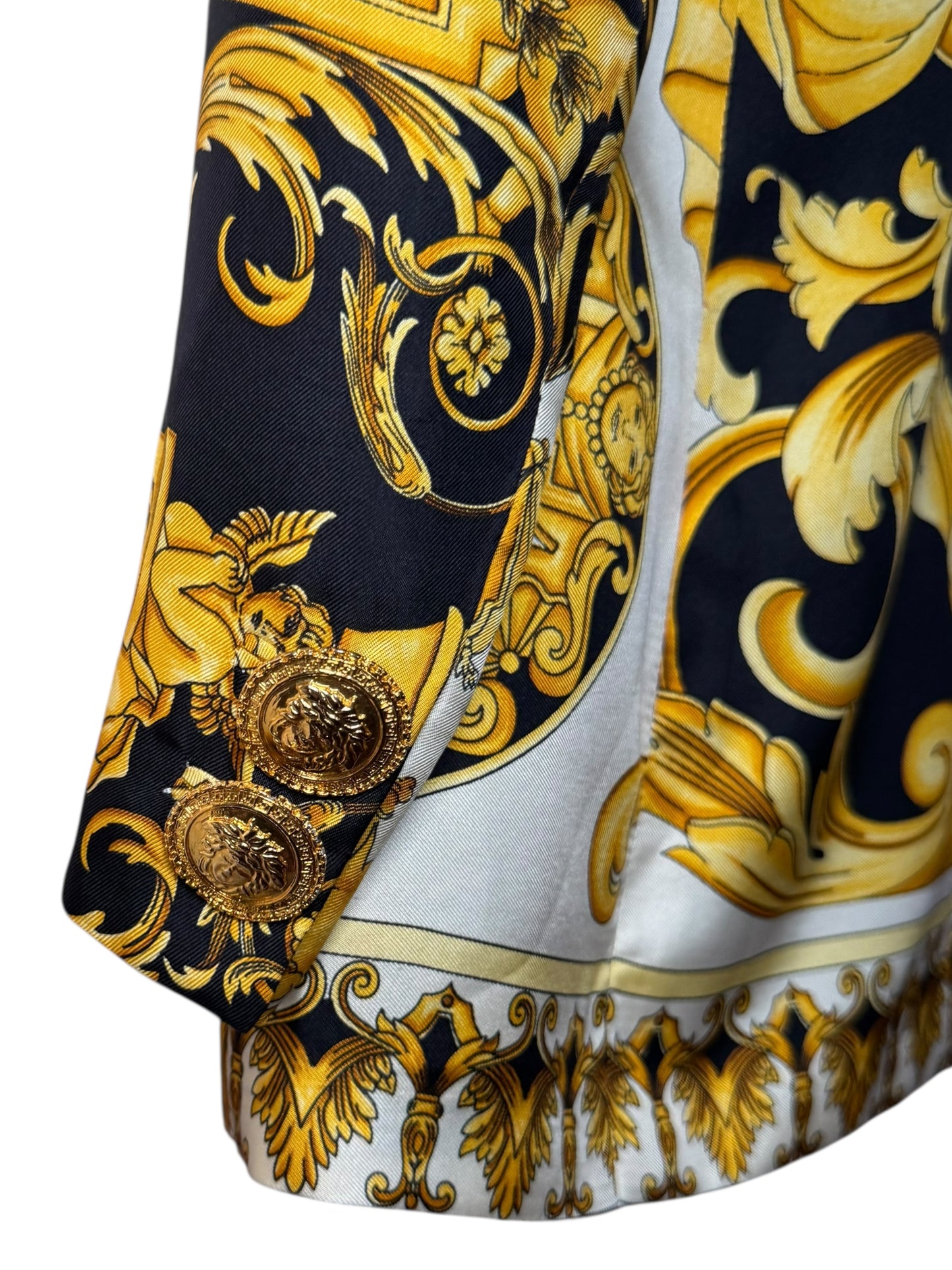 Gianni Versace Couture Blazer Vintage Anni ‘90 Barocco in Seta Donna IT 42