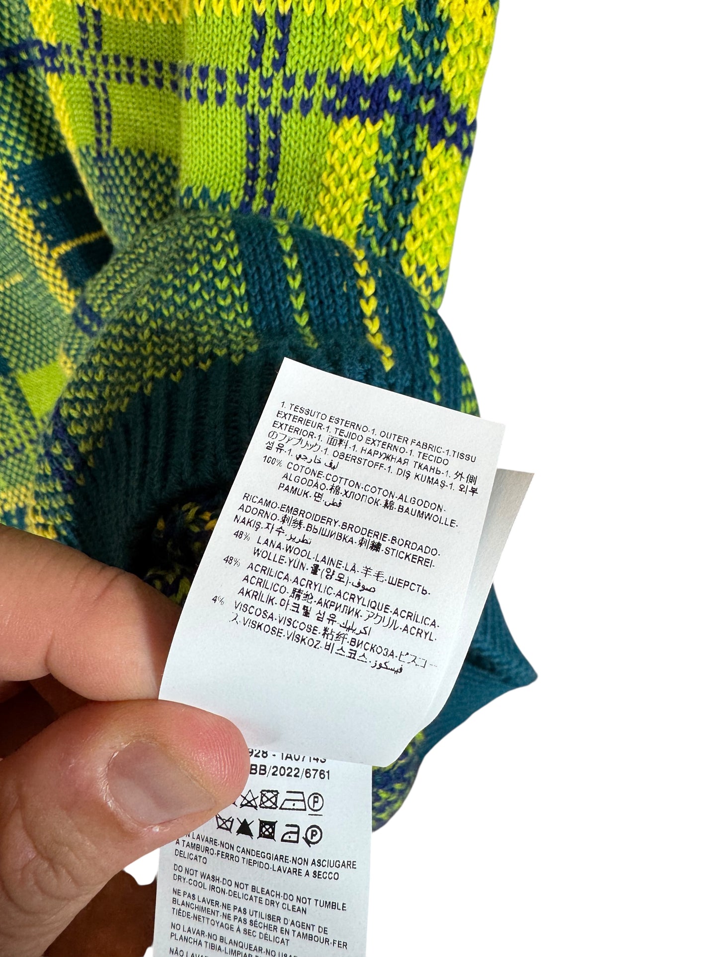 Versace gilet uomo check verde/blu con logo ricamato sul retro – Made in Italy.