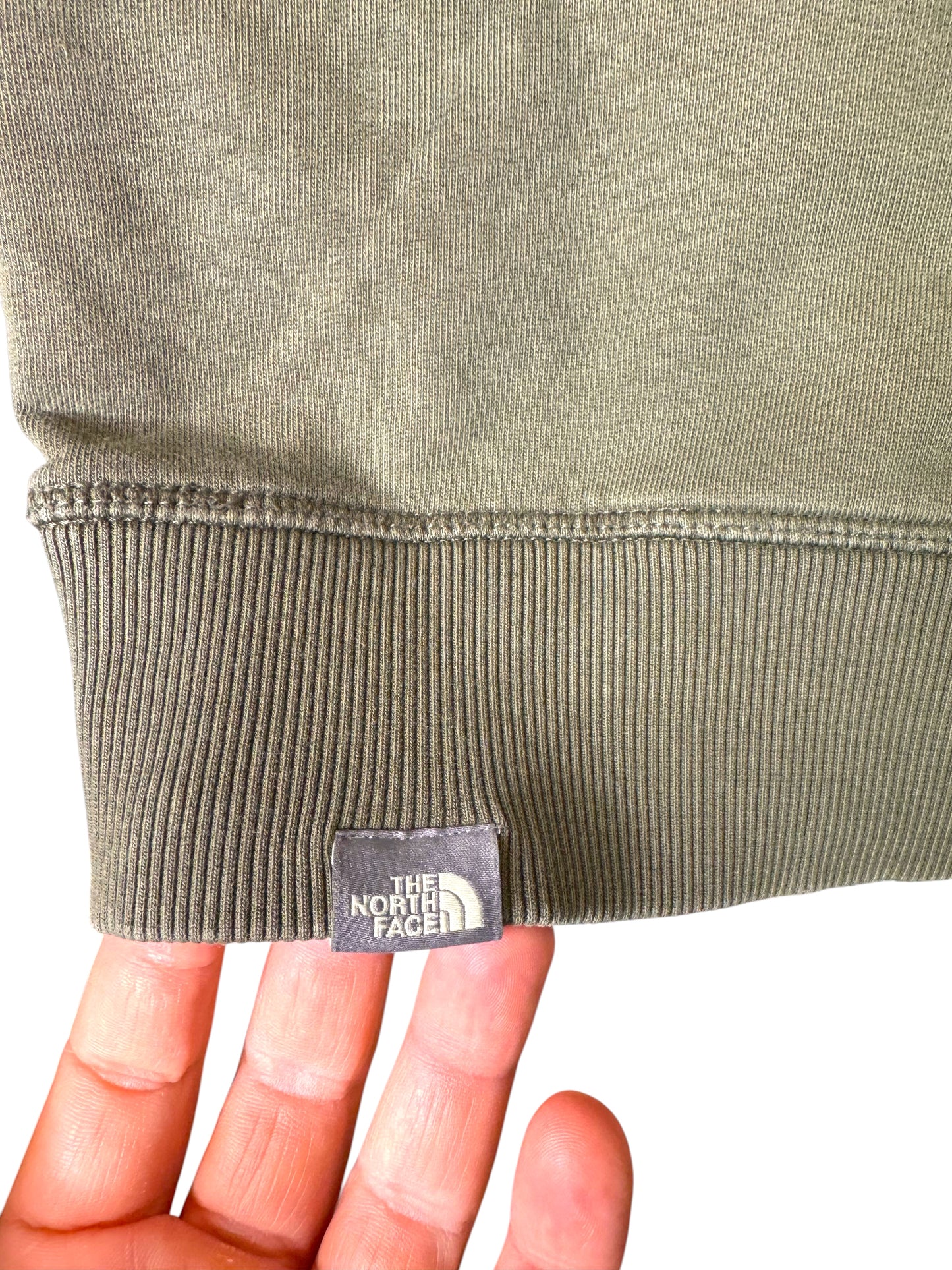 Felpa The North Face verde militare con logo ricamato Taglia XS