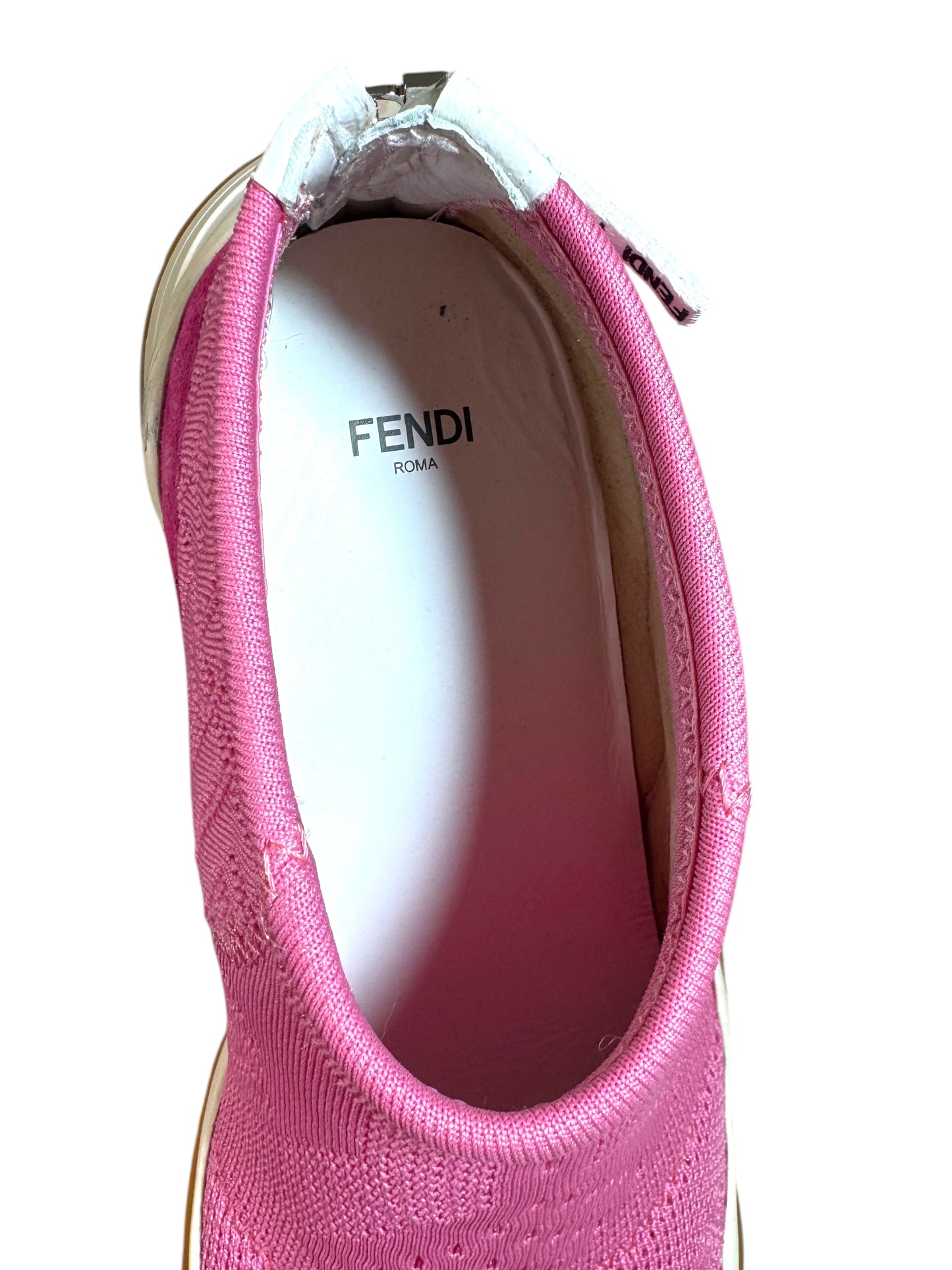 FENDI - Sneakers Sock in Tessuto Stretch Rosa con Logo FF
