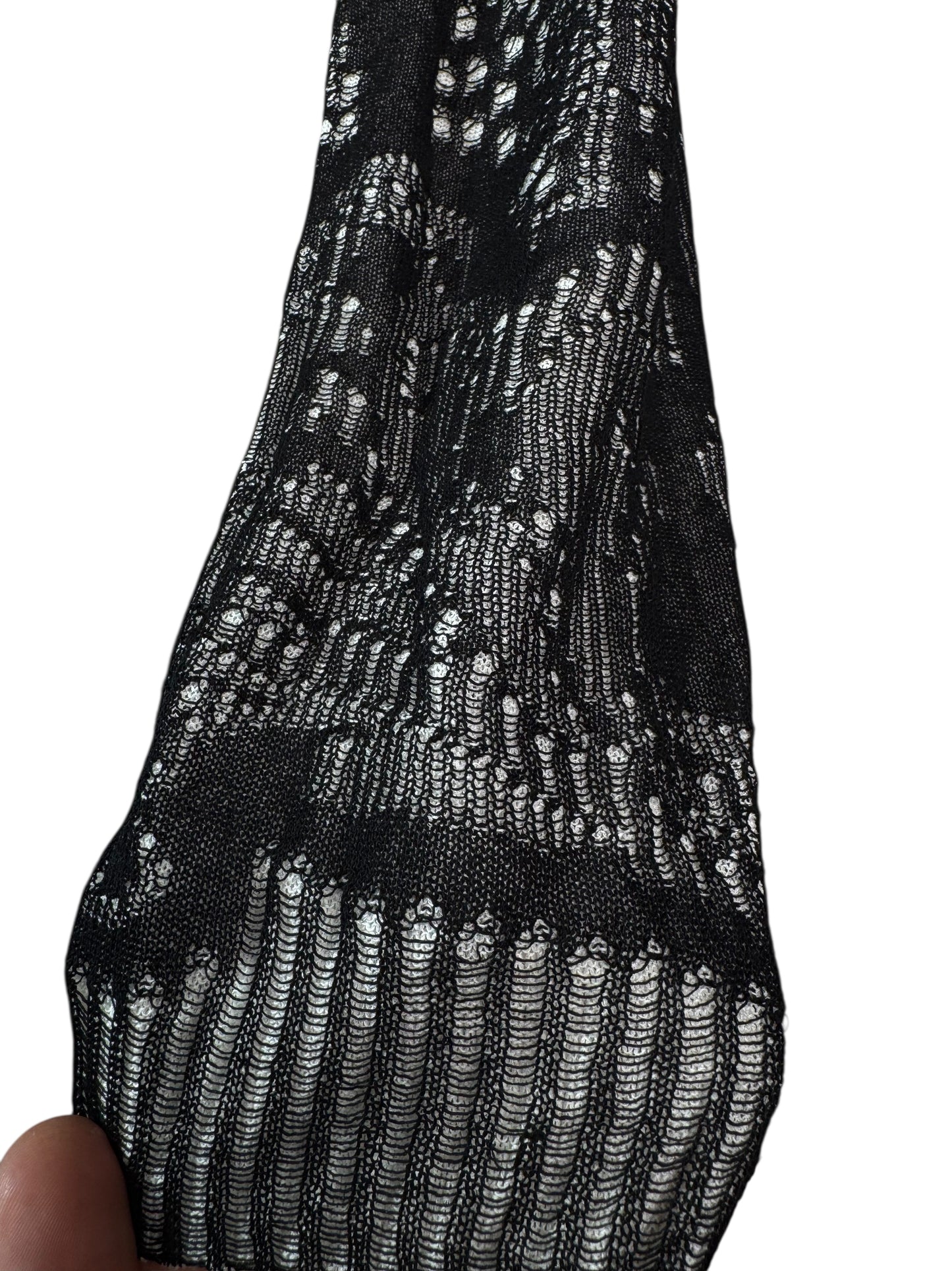 Cardigan Versace nero in cotone traforato lavorazione a punti caduti