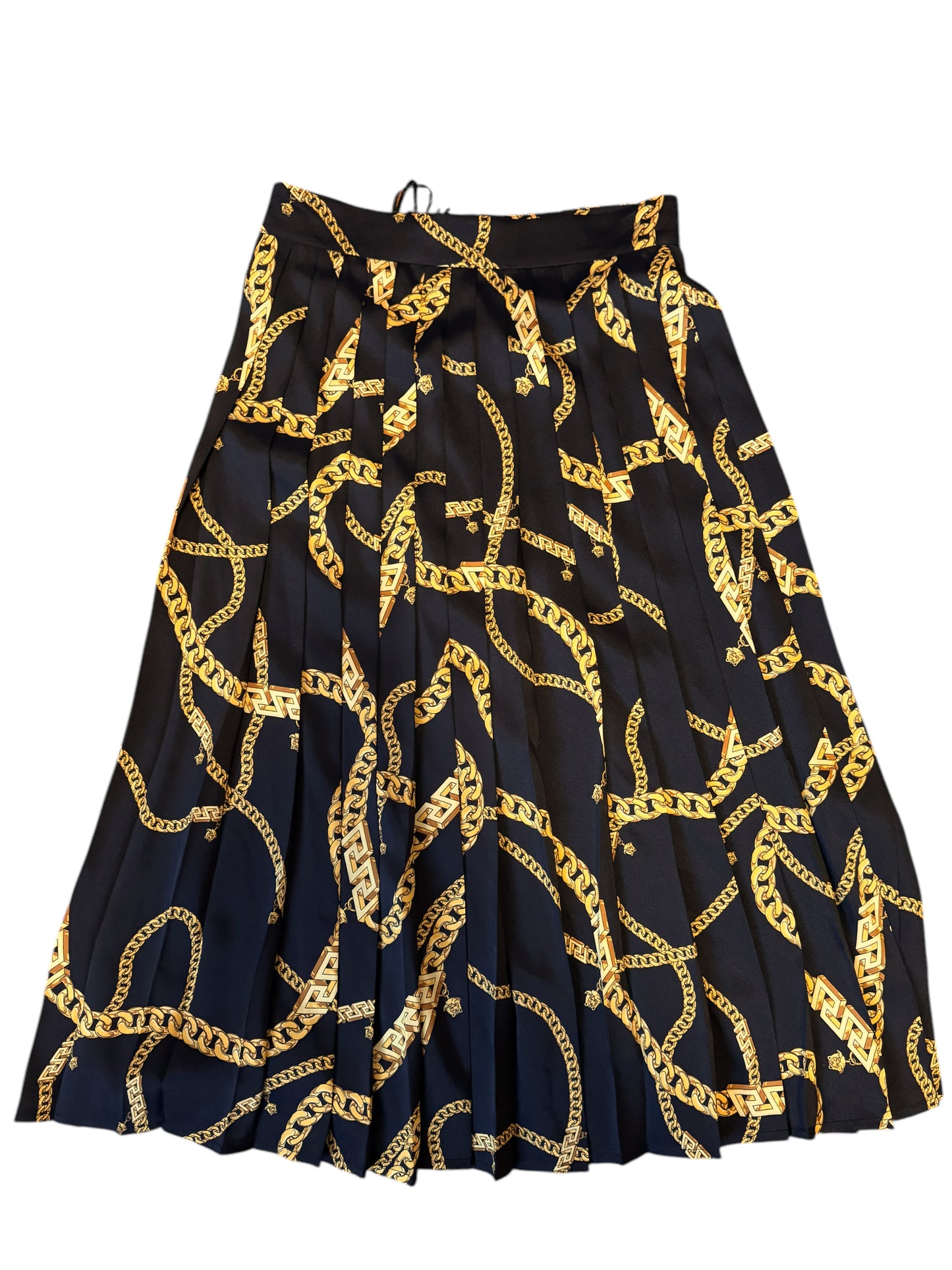 Gonna Plissé Versace Originale Taglia 38 - Motivo Catene Oro - Made in Italy