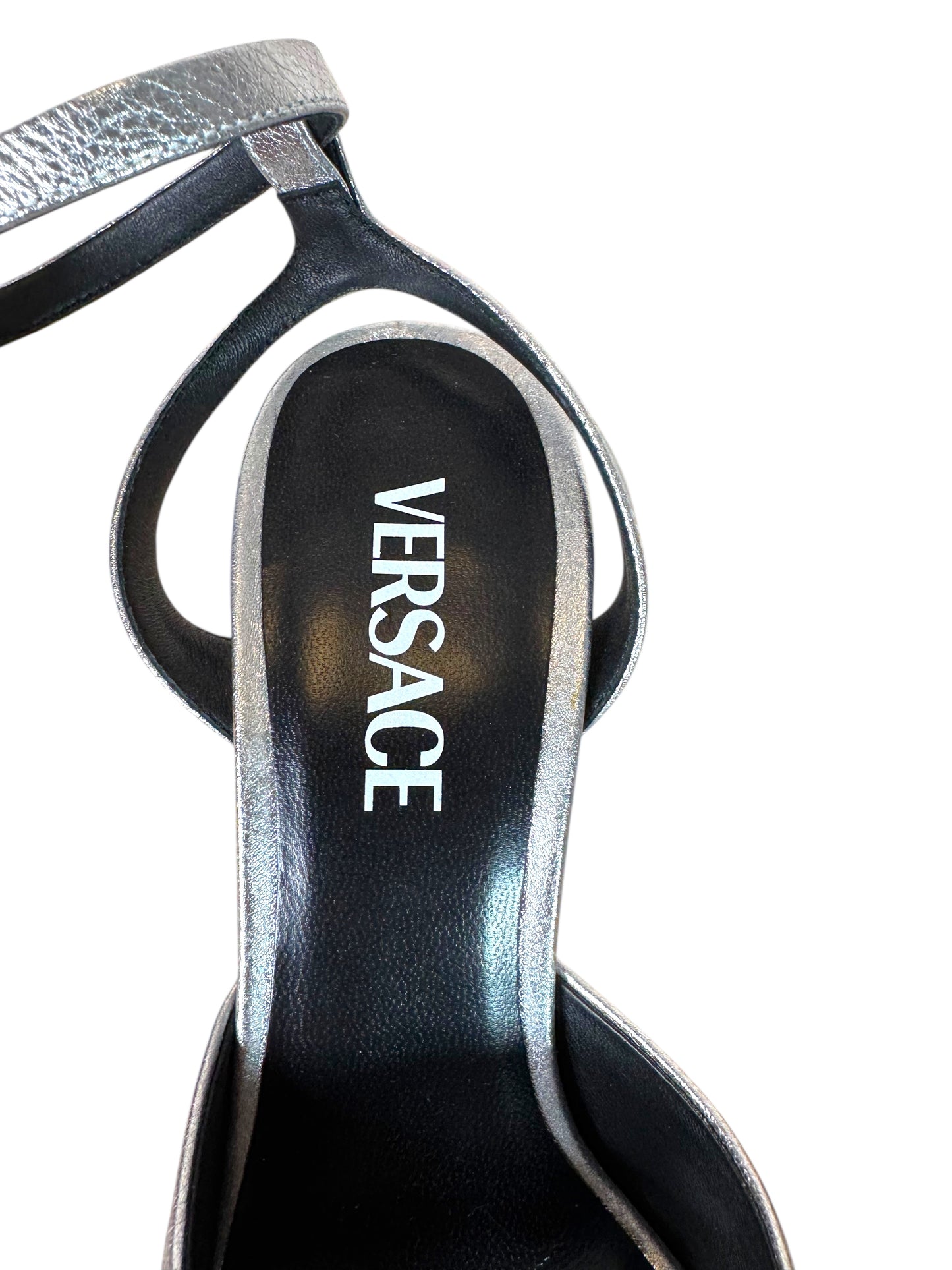 Versace Platform Sandals Argento – Tacco Alto con Ciondolo Medusa – Made in Italy - taglia 37,5