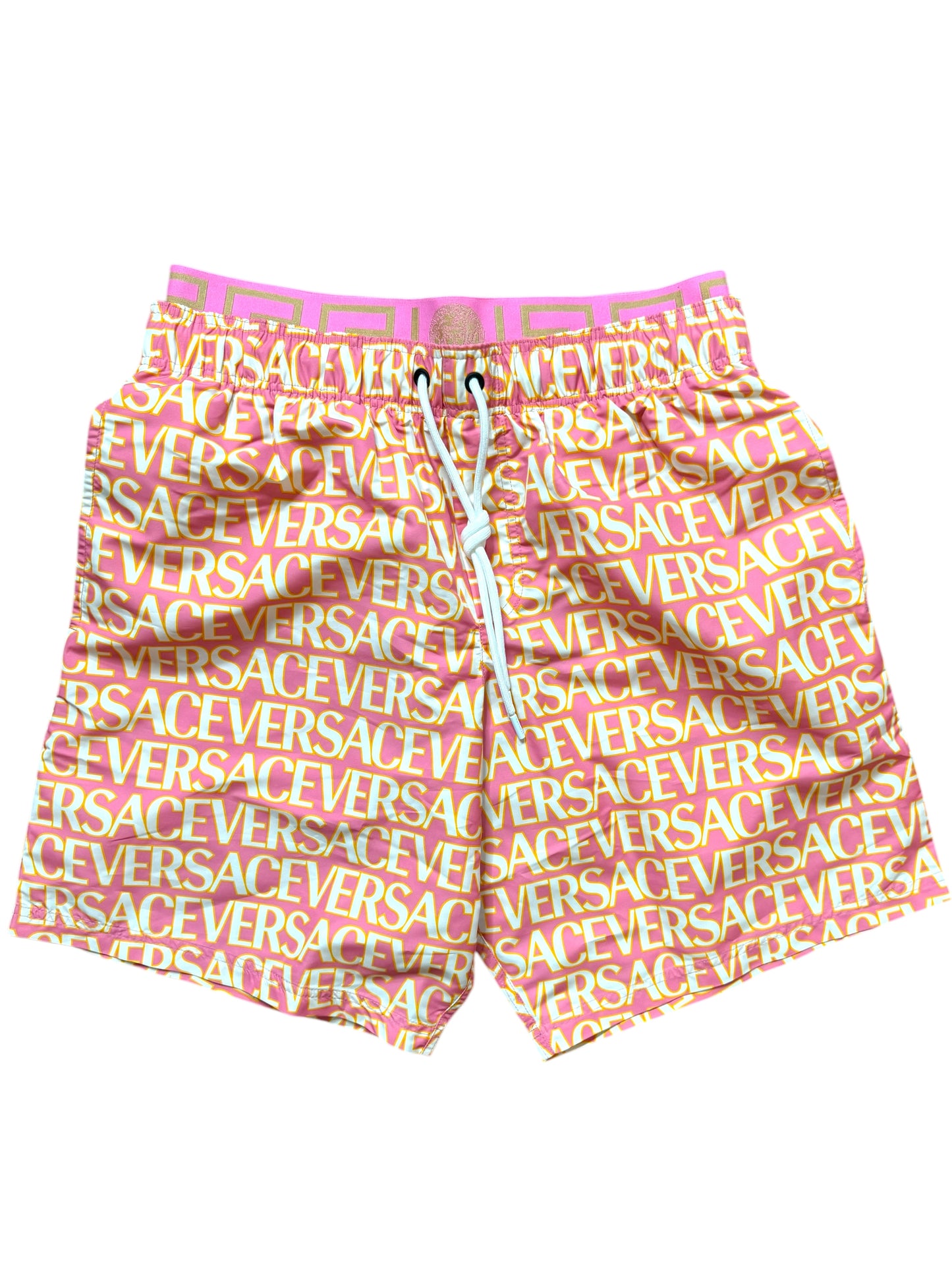 Versace Costume Uomo Logo All Over Rosa Giallo Taglia M - Made in Italy