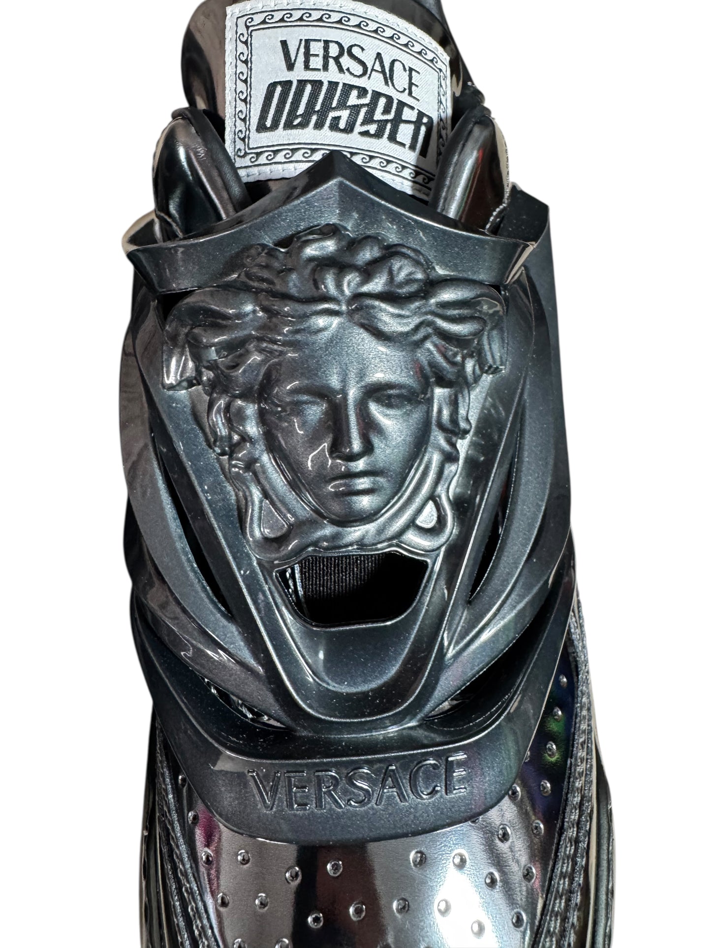 Versace Odissea sneakers grigio scuro metallizzato con logo Medusa 3D – IT 42