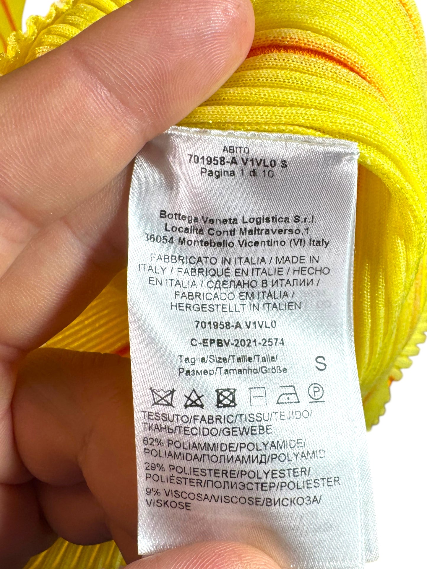 Bottega Veneta abito runway PE 2022 “Transparent Tennis Stripe Knit Sherbert” taglia S made in Italy