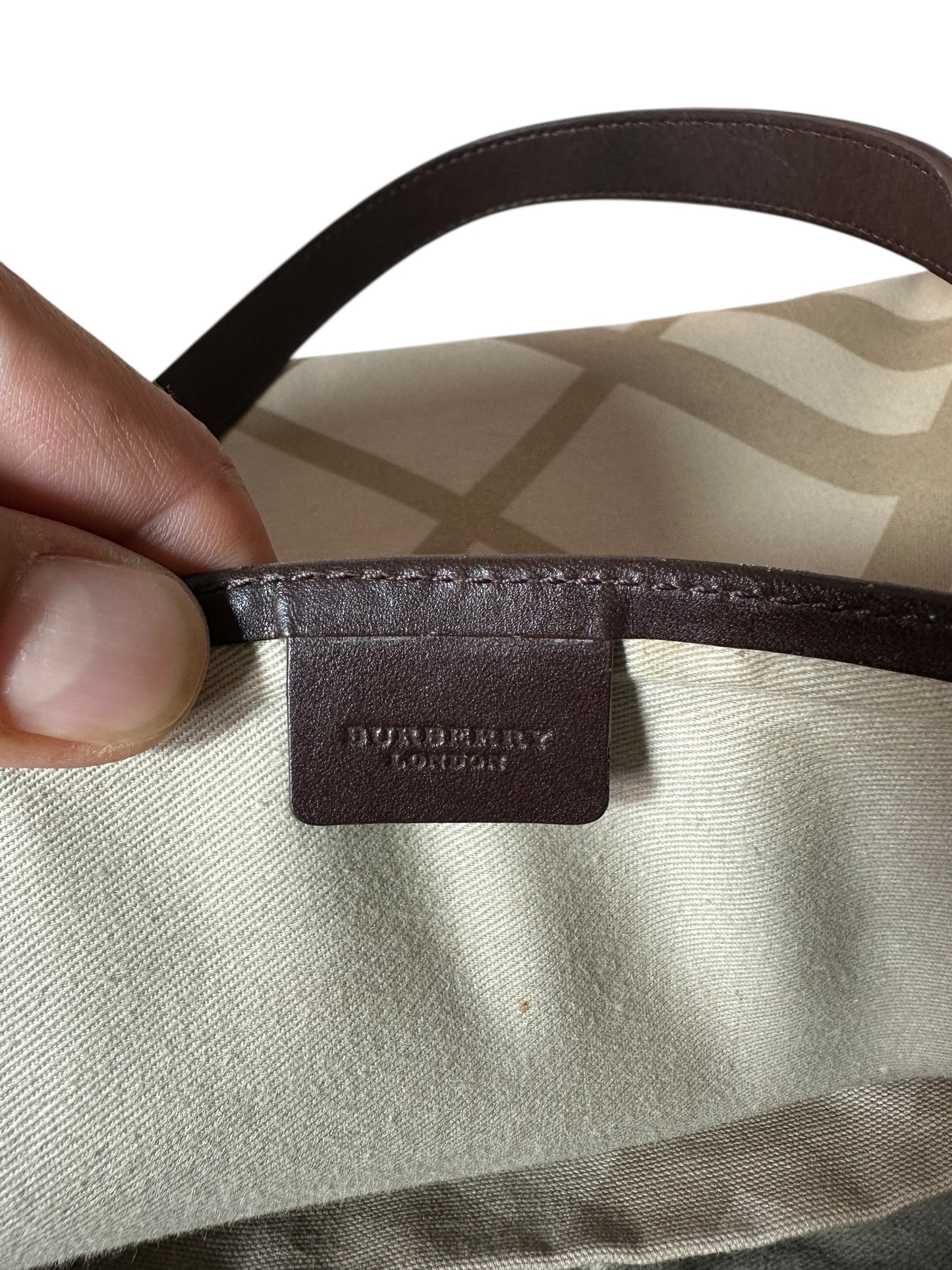 Burberry borsa vintage in tela e pelle