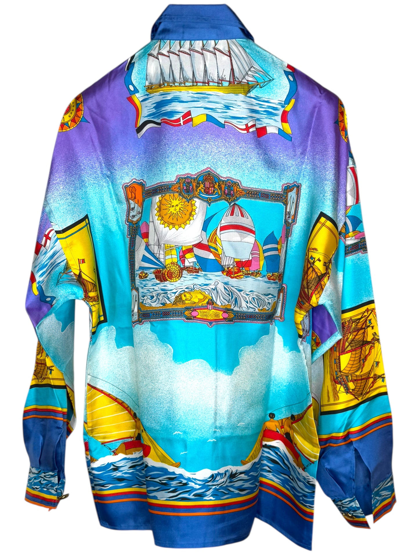 Camicia vintage donna Versace Sport in seta stampa nautica - Tg. 38