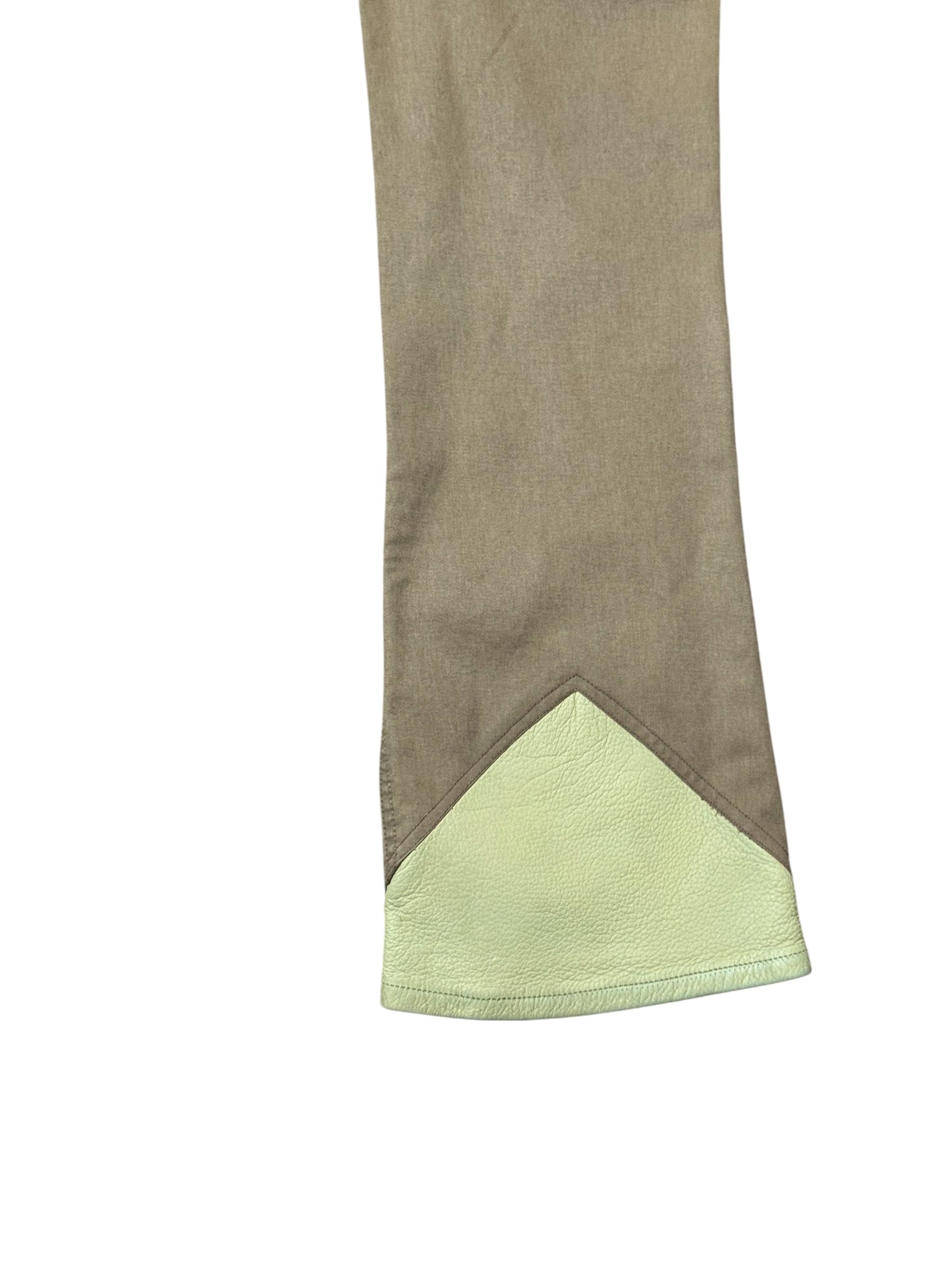 Chanel Pantaloni Donna Flare Cotone Beige con Inserti Ecopelle – FR 36 (IT 40)