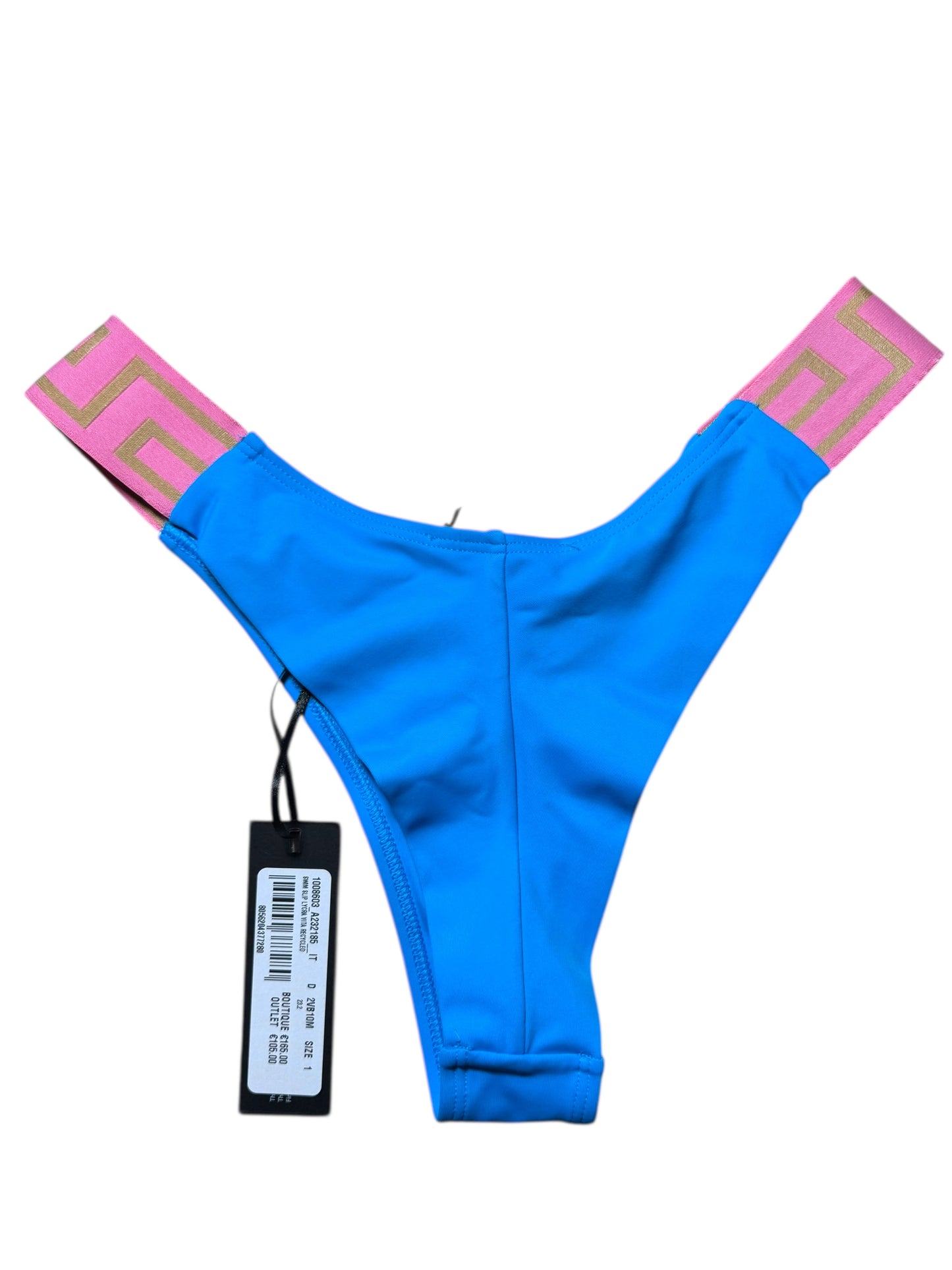 Slip Bikini Donna Versace Mare Elastico Greca Rosa - Taglia 1