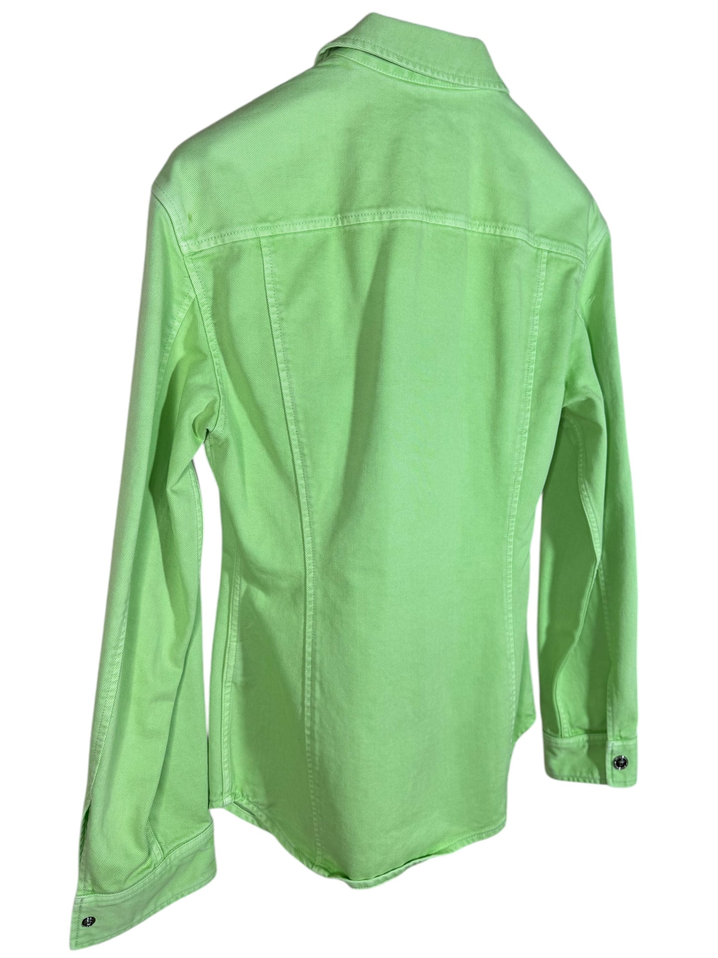 Camicia Giacca Versace in denim verde lime con dettagli metallici