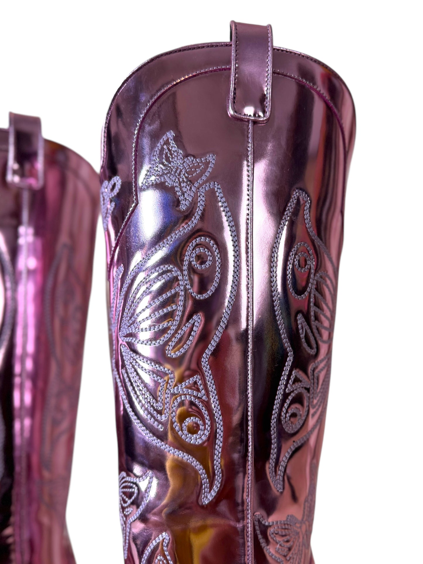Versace x Dua Lipa Stivali Texani Pink Laminati – Taglia 40