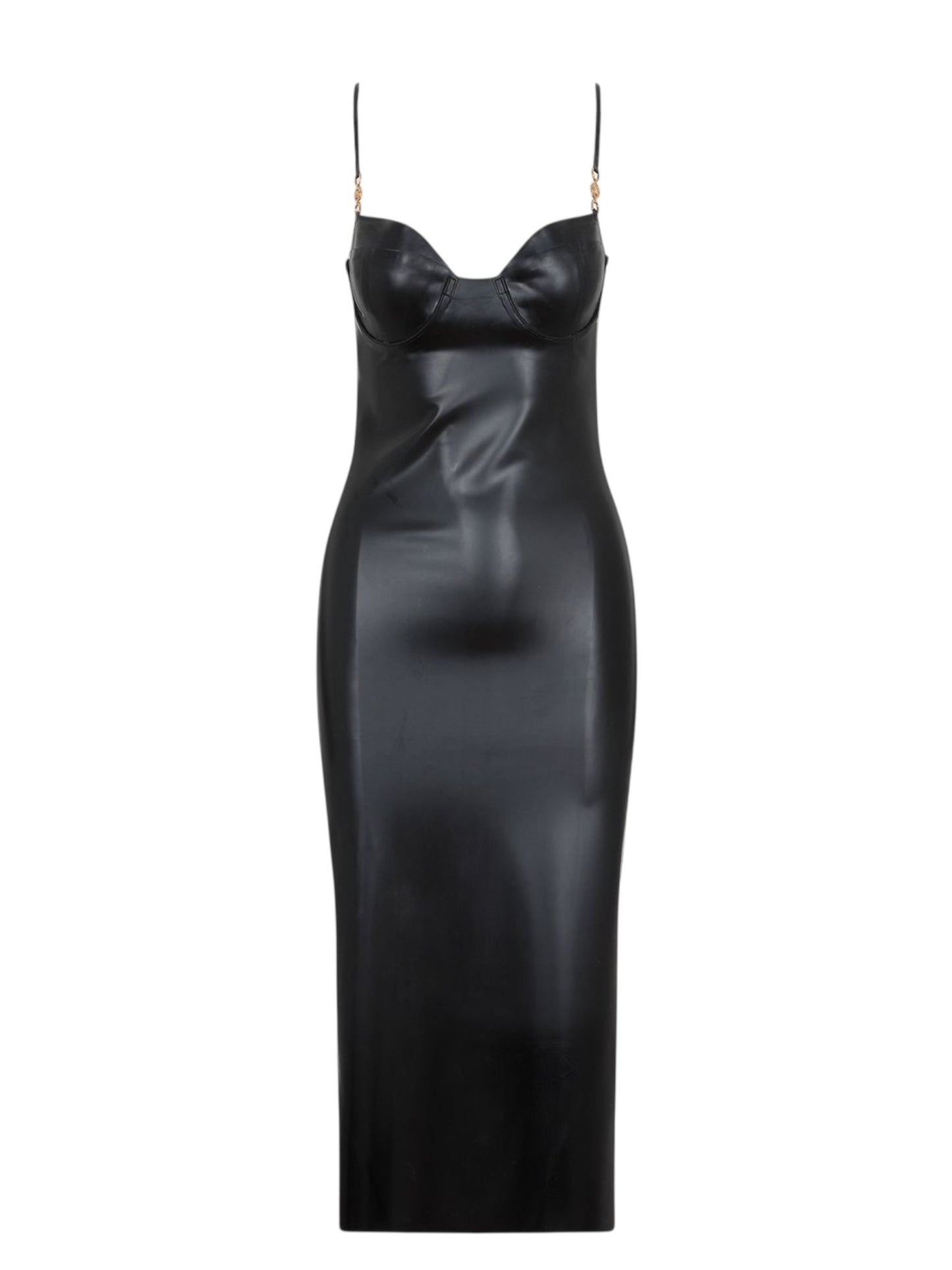 Versace abito in lattice naturale nero con zip frontale e dettagli Medusa – Taglia 46 IT
