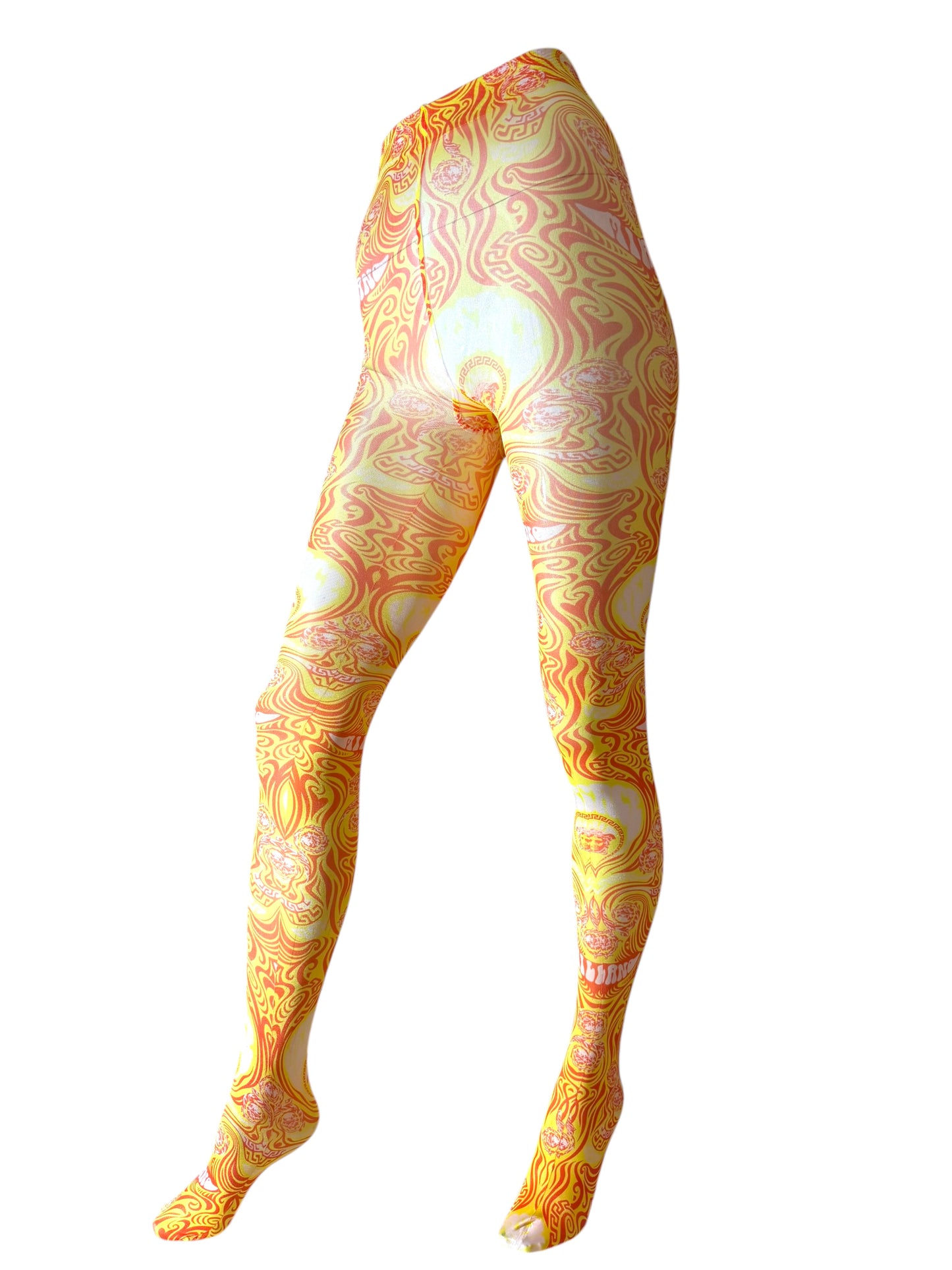 Collant Versace donna Medusa swirl giallo-arancio – Taglia M – Nuovi con cartellino