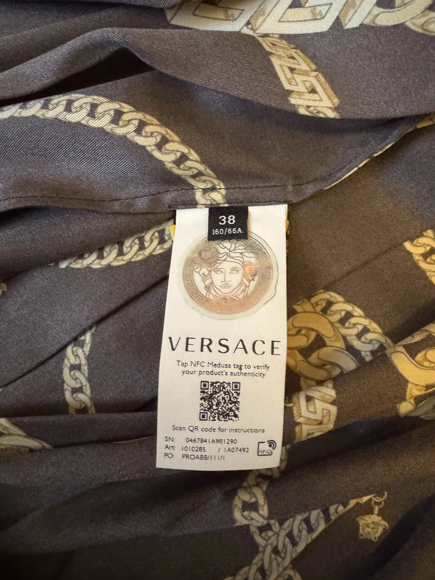 Gonna Plissé Versace Originale Taglia 38 - Motivo Catene Oro - Made in Italy