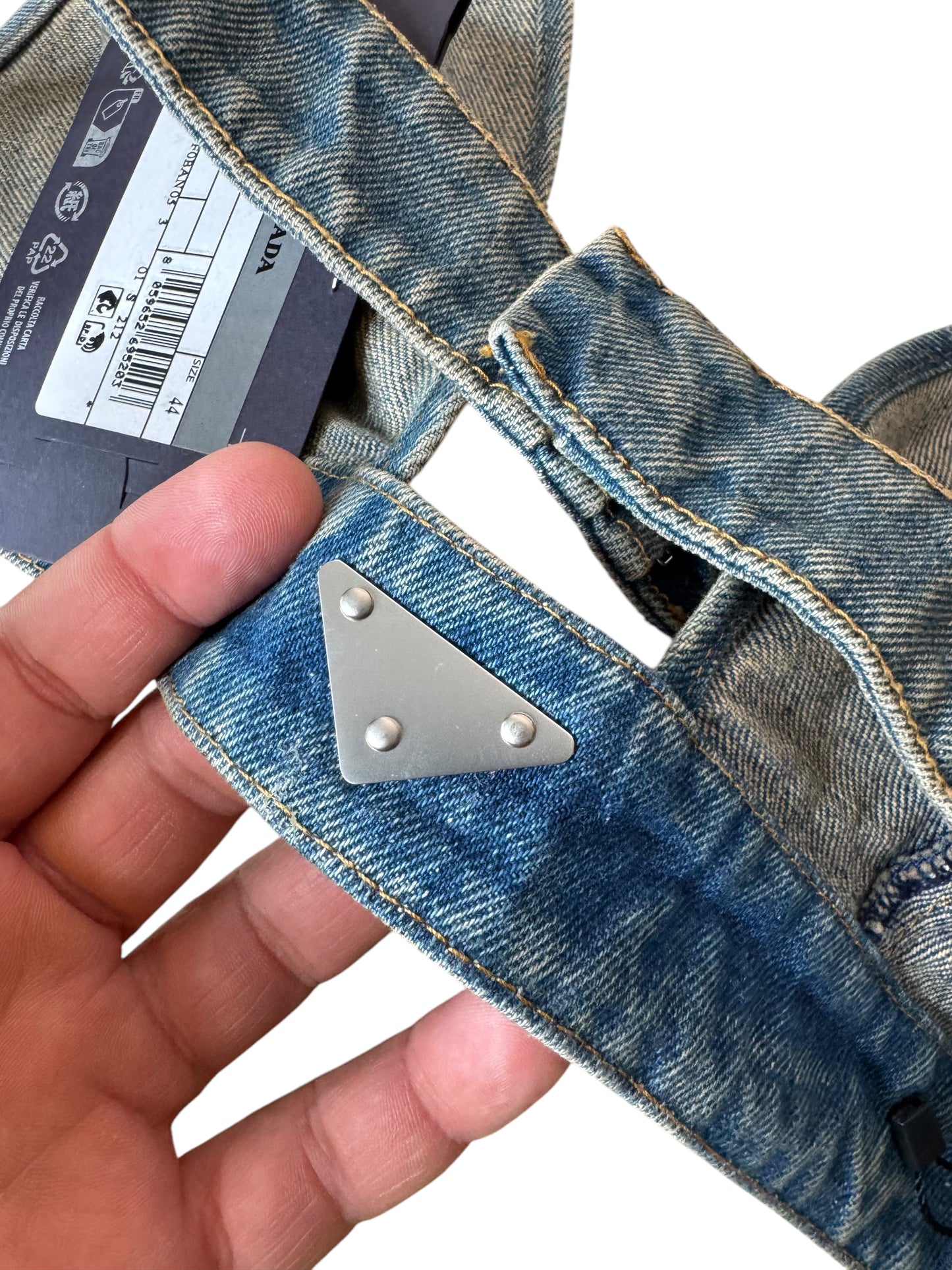 Top Bralette in Denim Prada - Taglia 44 IT - 100% Cotone - Made in Italy