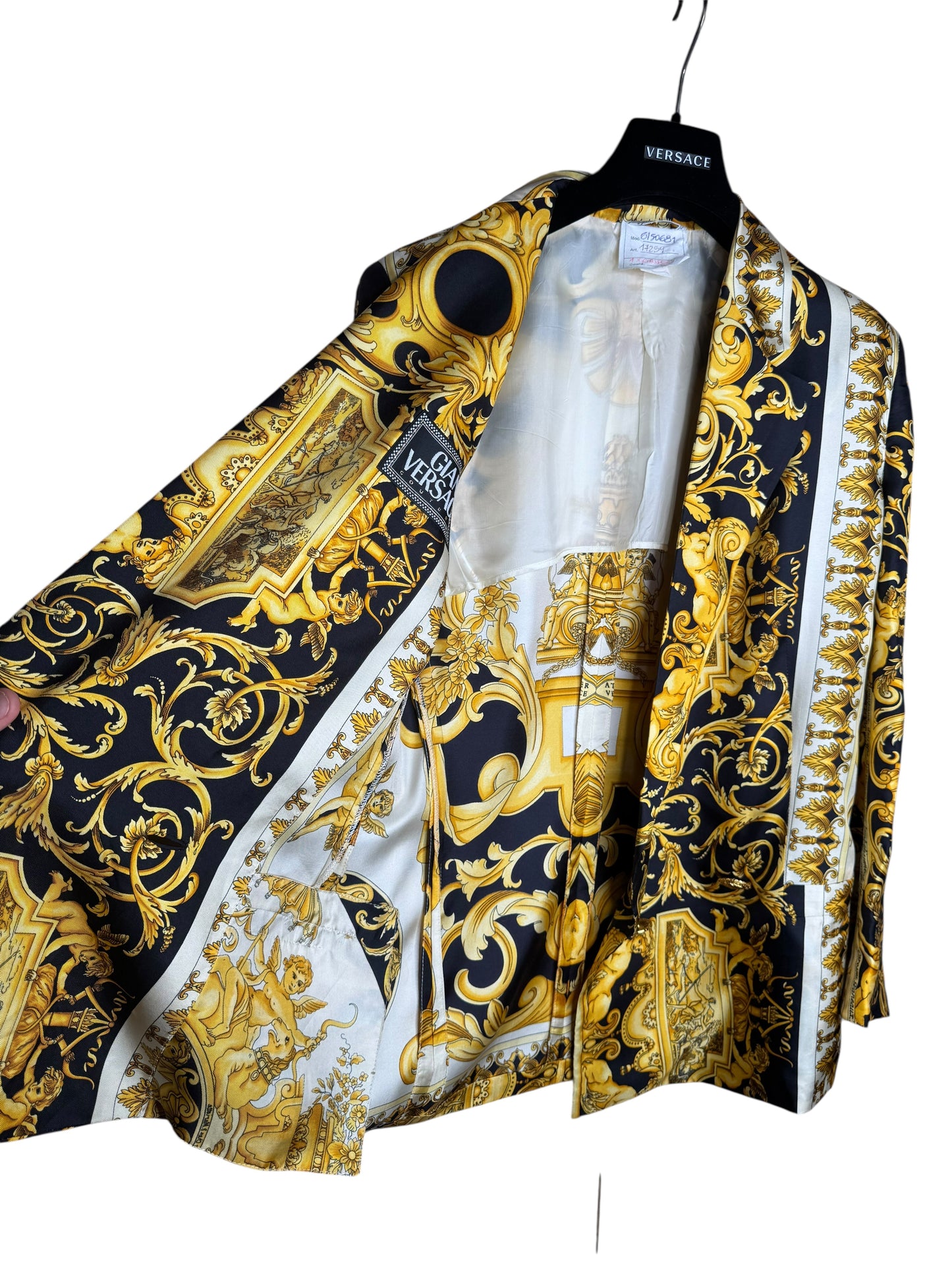 Gianni Versace Couture Blazer Vintage Anni ‘90 Barocco in Seta Donna IT 42