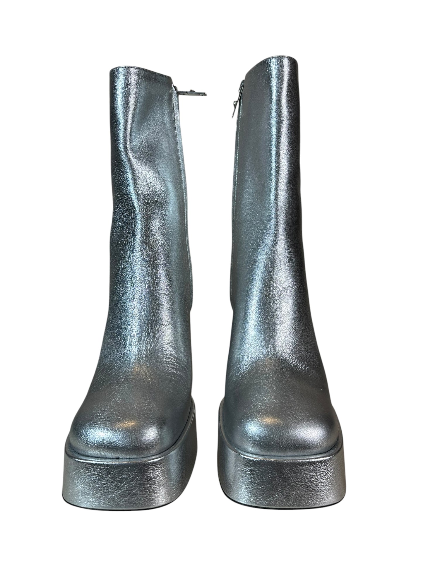 Versace stivaletto in pelle argentata (40)