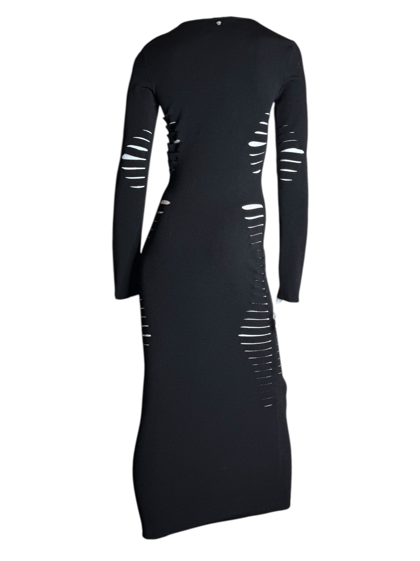 Versace Abito Lungo Nero Cut-Out in Maglia – Taglia IT 42 – Made in Italy.