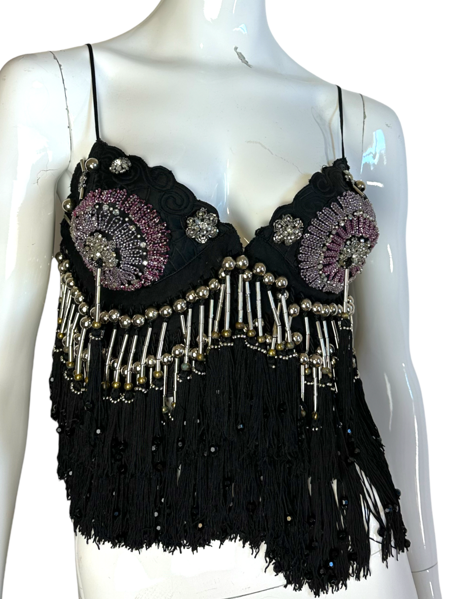 Gianni versace top con perline