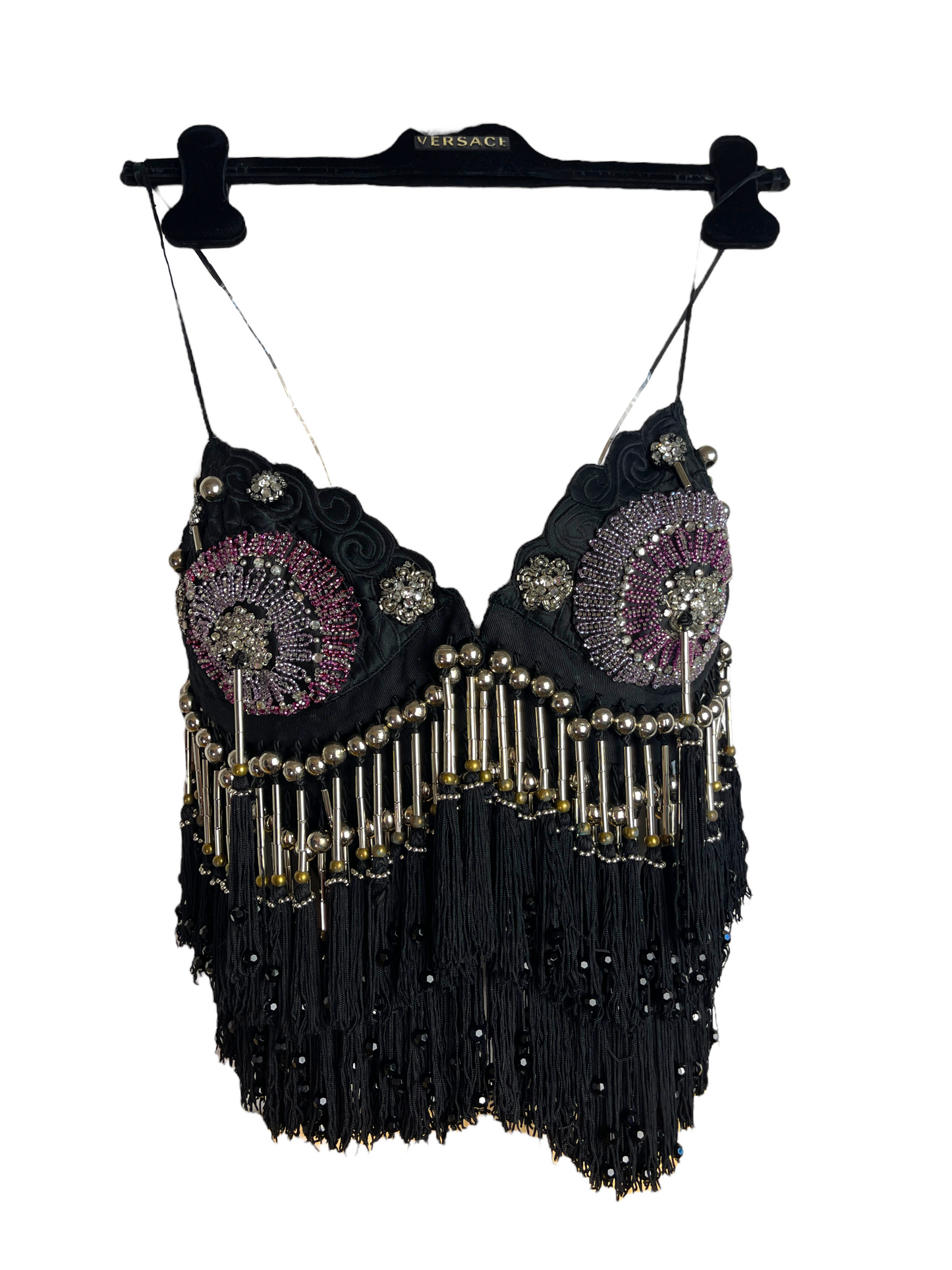 Gianni versace top con perline