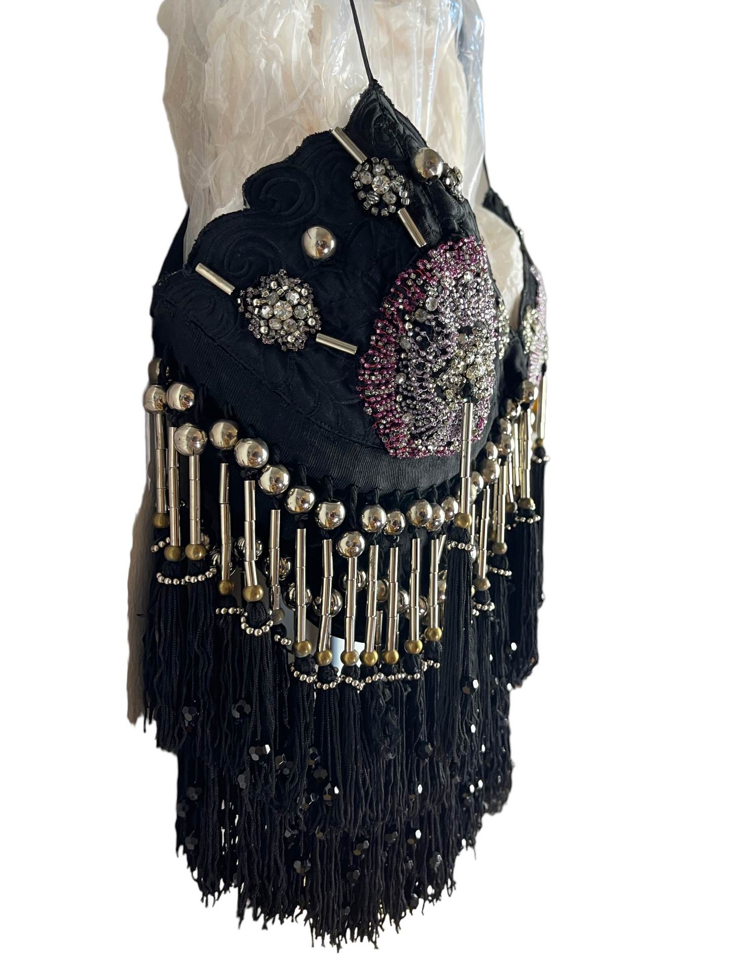 Gianni versace top con perline