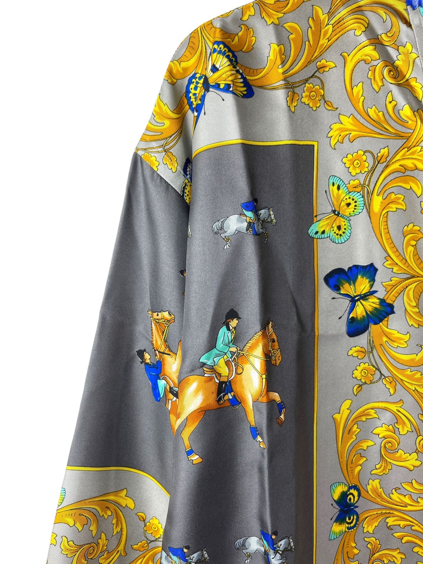 Camicia Versace Sport vintage seta fantasia barocca grigia tg 40 over M — foto 14