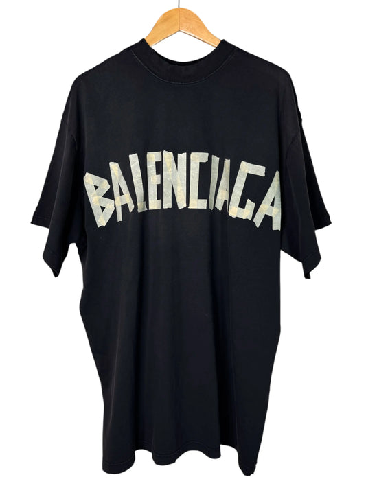 Balenciaga Tape Logo Oversize T-Shirt nero unisex