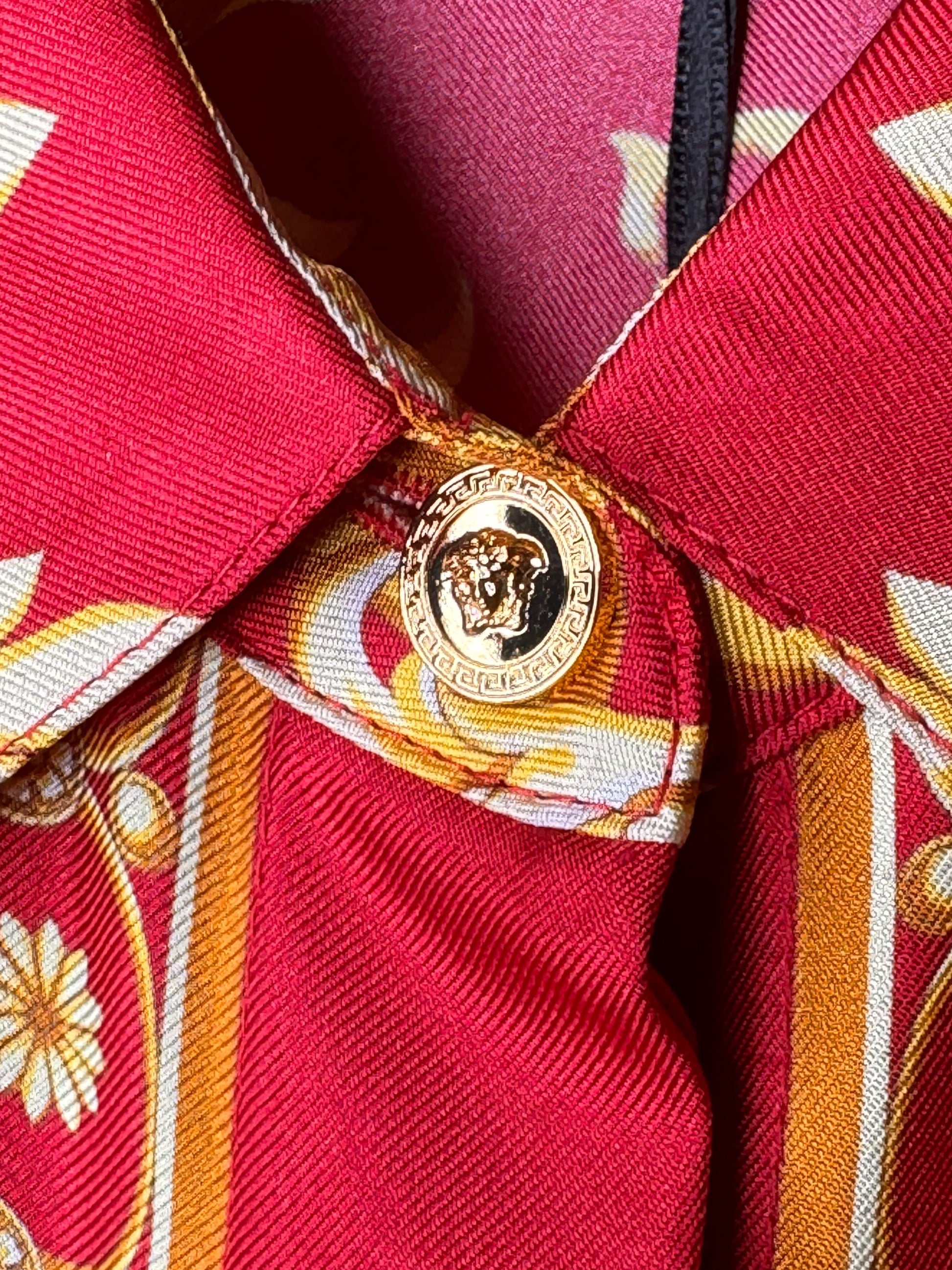 Camicia Versace seta rossa stampa Medusa barocco tg 36 - Difetto — foto 5