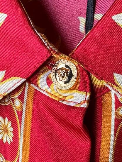 Camicia Versace seta rossa stampa Medusa barocco tg 36 - Difetto — foto 5