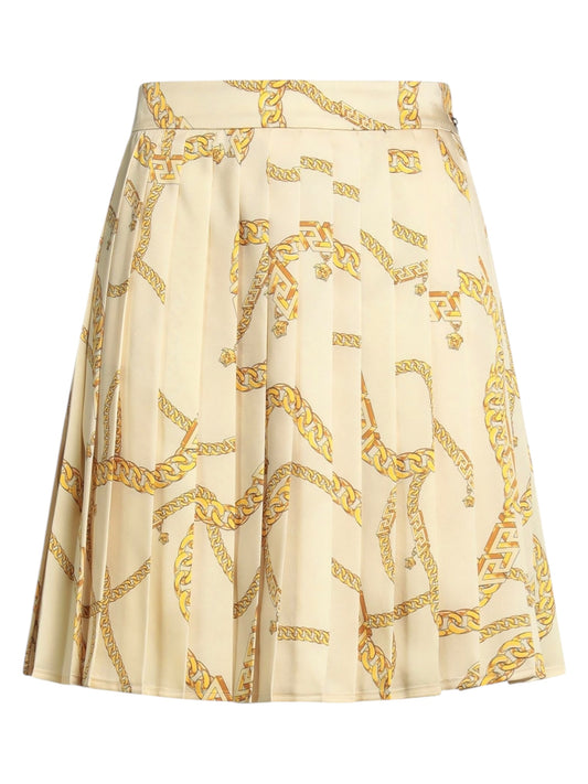 Gonna plissé VERSACE donna taglia 46 stampa catene oro