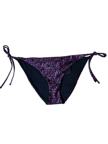 Slip bikini donna Versace nero con logo fucsia – Taglia 4 IT – Made in Italy