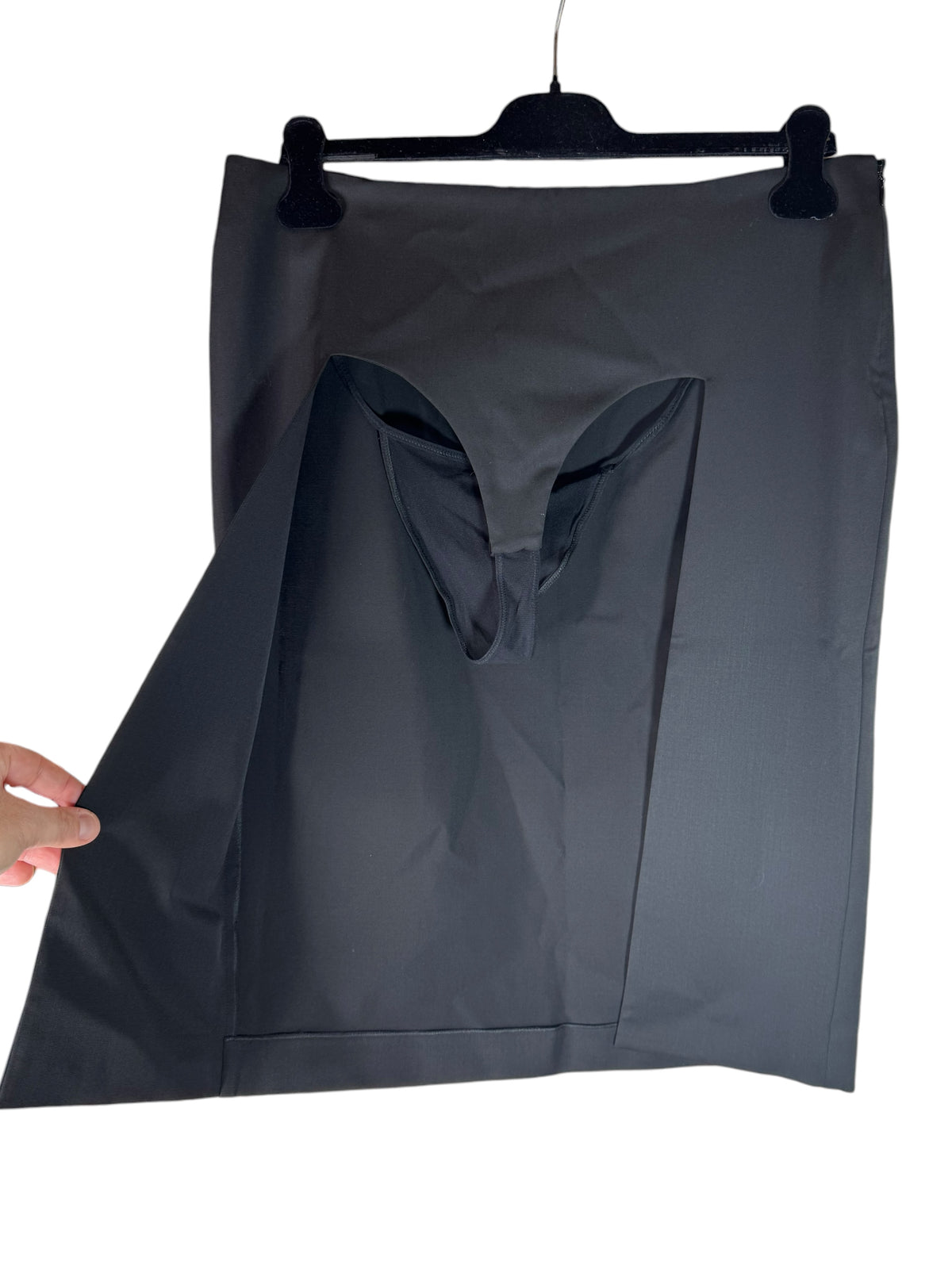 Jean Paul Gaultier Gonna Nera Cut Out in Lana Vergine Taglia IT 46 Nuova