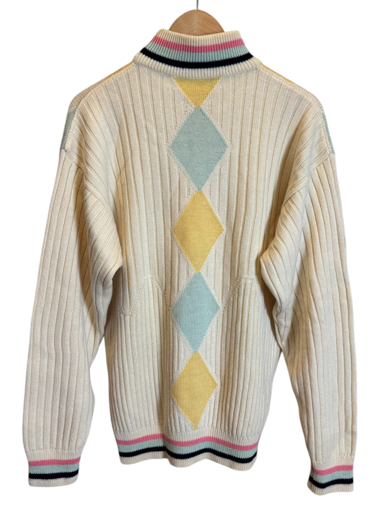 Maglione Vintage Versace Istante Made in Italy - Taglia L - Fantasia Argyle Pastello