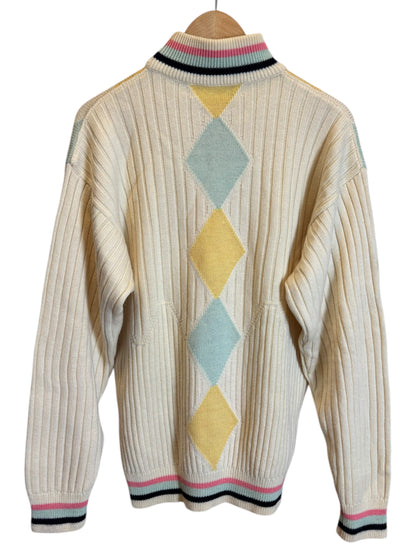 Maglione Vintage Versace Istante Made in Italy - Taglia L - Fantasia Argyle Pastello