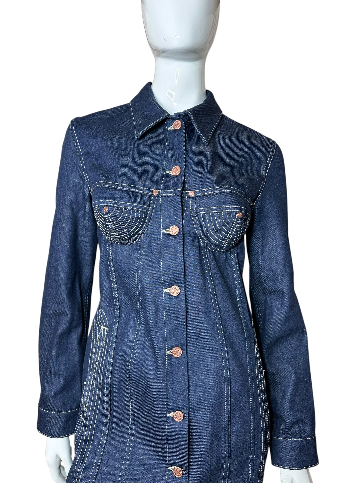 Jean Paul Gaultier maxi giacca in denim (S)