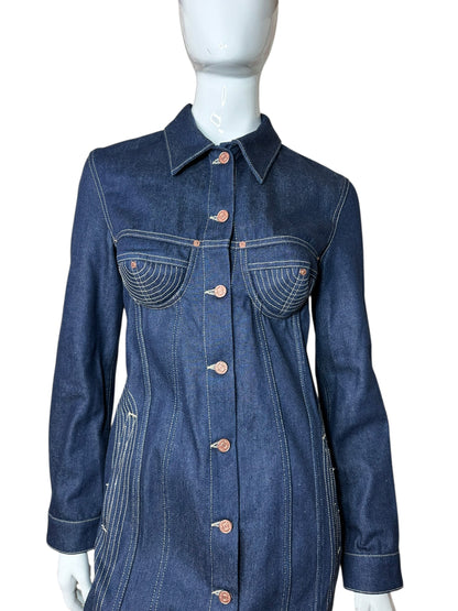 Jean Paul Gaultier maxi giacca in denim (S)