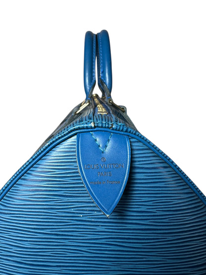 Louis Vuitton borsa speedy in pelle epi blu
