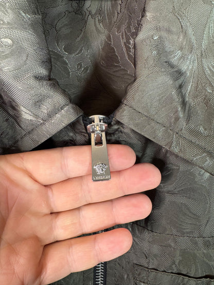 Versace Giacca Uomo Verde Jacquard Baroque con Dettaglio Medusa Taglia 48.