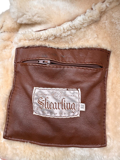 Giacca shearling uomo marrone montone naturale vintage taglia 52