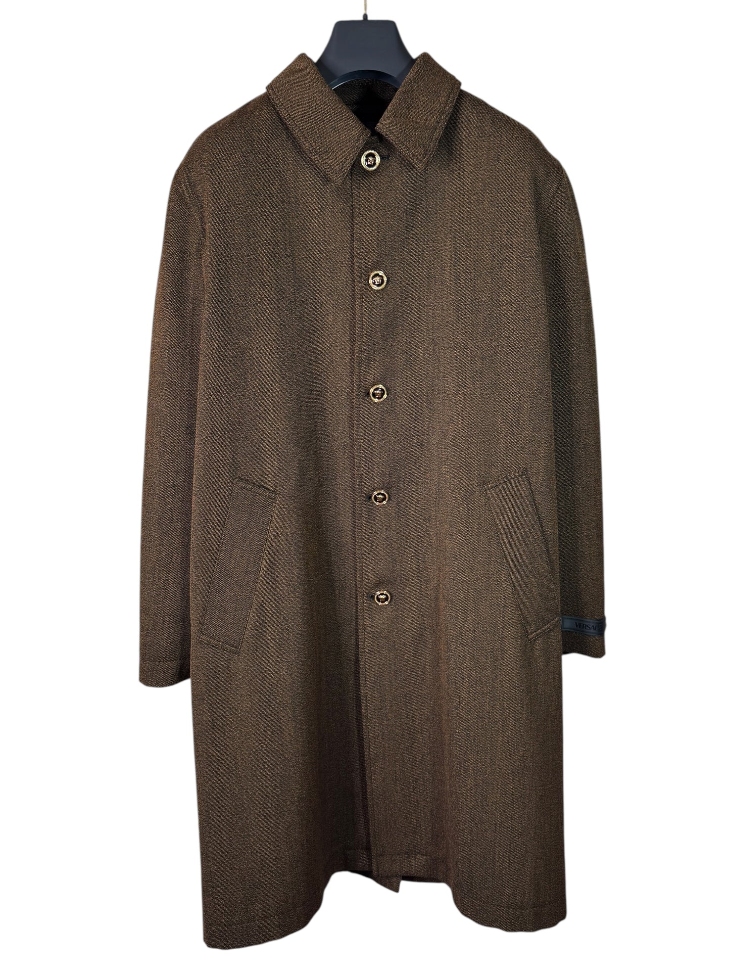 Versace Cappotto Uomo Marrone con Dettagli Medusa Taglia 48 IT – Nuovo.