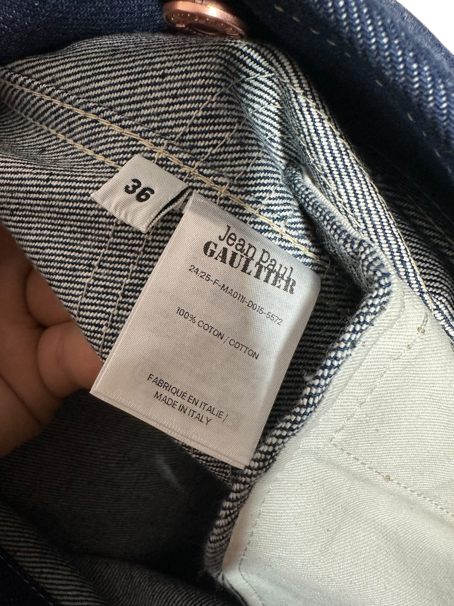 Jean Paul Gaultier maxi giacca in denim (S)