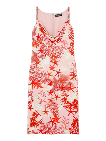 Abito Versace in seta stampa marina con spalline Medusa – TG 42 IT