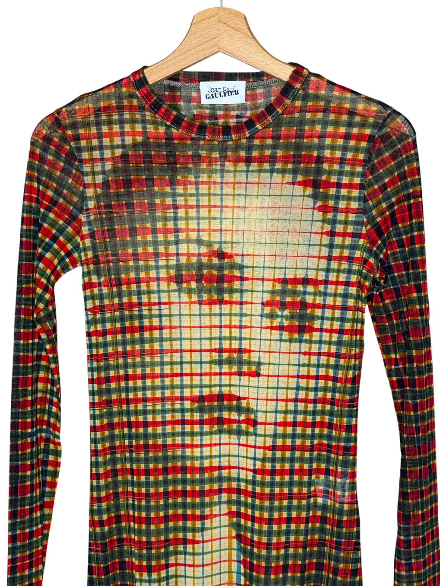 Jean Paul Gaultier abito mesh tartan trasparente Made in Italy - taglia L