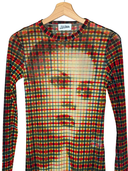 Jean Paul Gaultier abito mesh tartan trasparente Made in Italy - taglia L