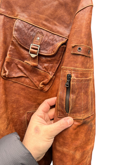 Giacca pelle vera con cappuccio e pelliccia - Made in Italy