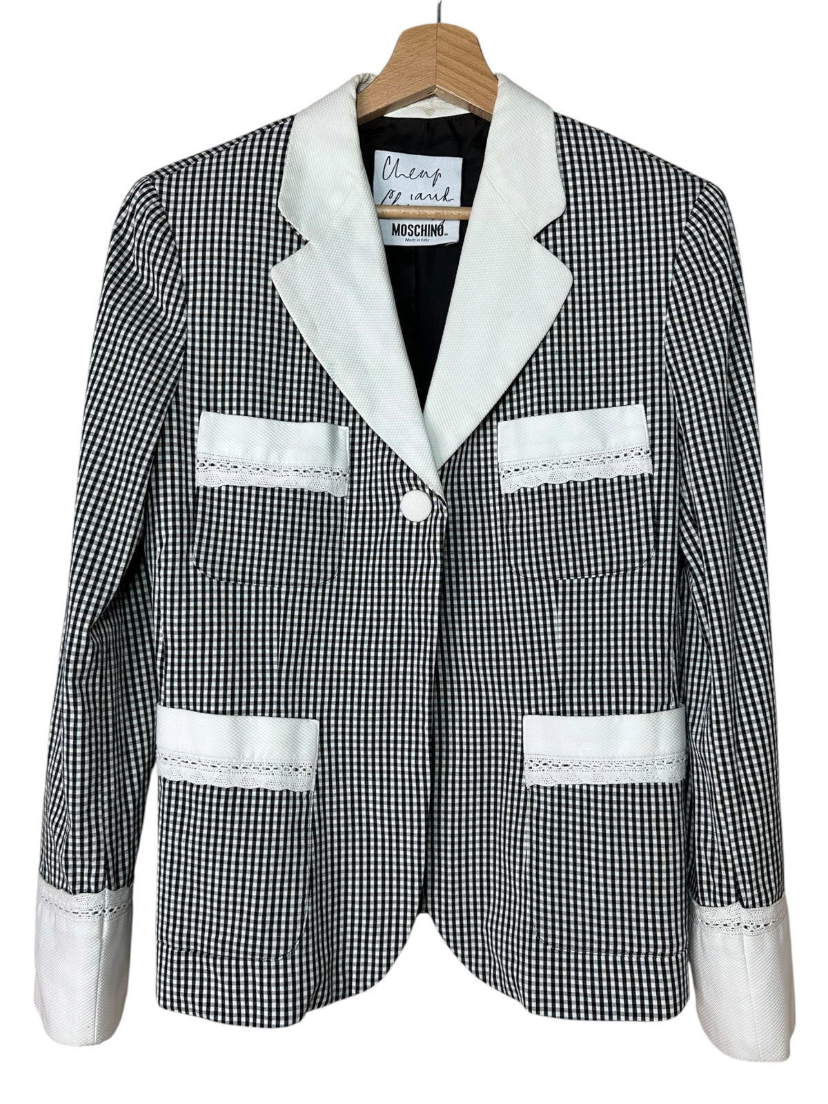 Moschino cheap and chic blazer vichy bianco e nero (M)